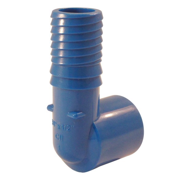 Apollo By Tmg 3/4 in. x 1/2 in. Polypropylene Blue Twister Insert x 90 Degree FPT Elbow ABTFE1234